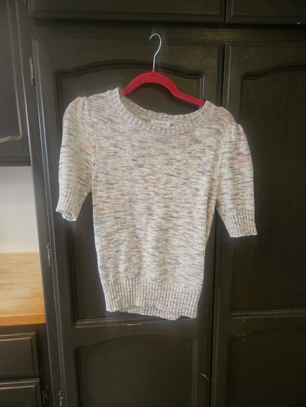 Evereve  Cream Speckled Short-Sleeve Knit Sweater